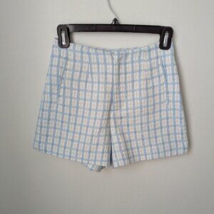 NWT Altar'd State Blue & White Plaid Woven Shorts, XS